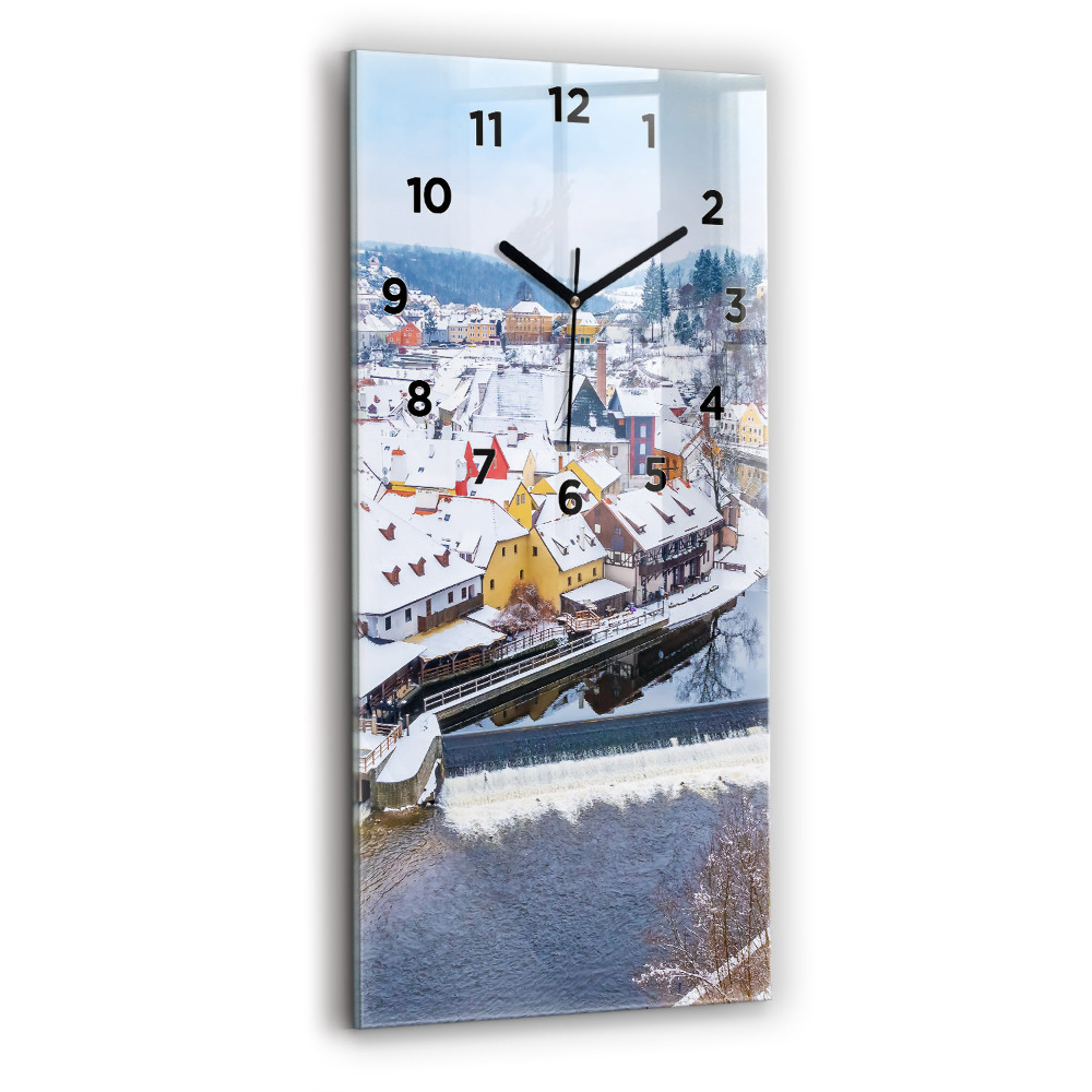 Horloge murale verticale Panorama de la ville en hiver