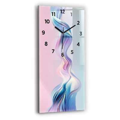 Horloge murale en verre rectangulaire Abstraction de vagues au pastel