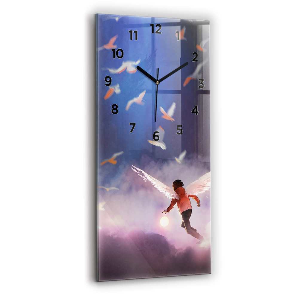 Horloge murale verticale Garçon avec des ailes