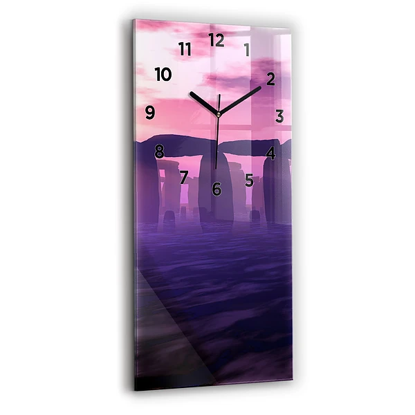 Horloge murale verticale Coucher de soleil à Stonehenge