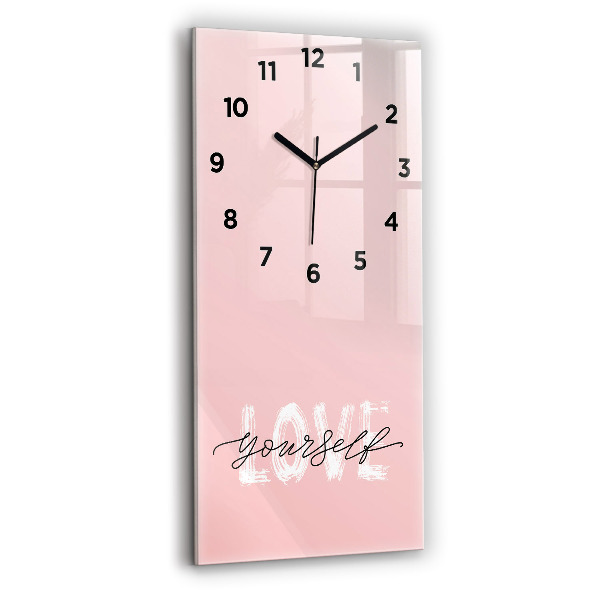 Horloge murale en verre rectangulaire Inscription Love yourself