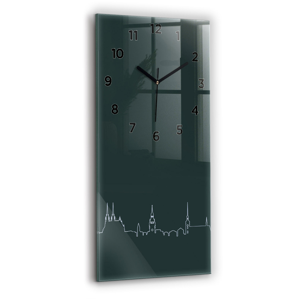 Horloge verticale en verre Dessin au trait de la ville de Brno