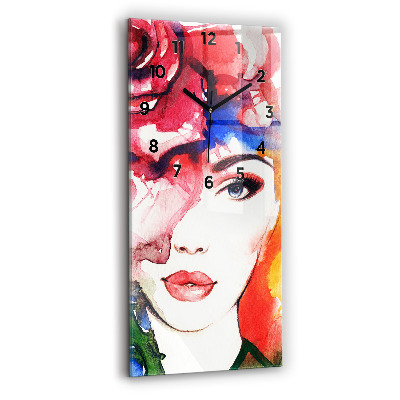 Horloge rectangulaire verticale Portrait coloré d'une femme