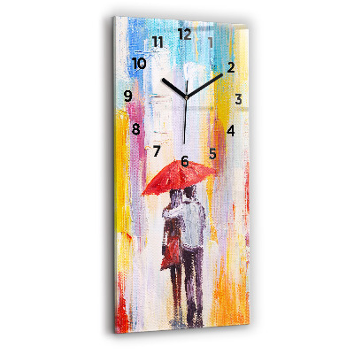 Horloge murale verticale Couple sous la pluie