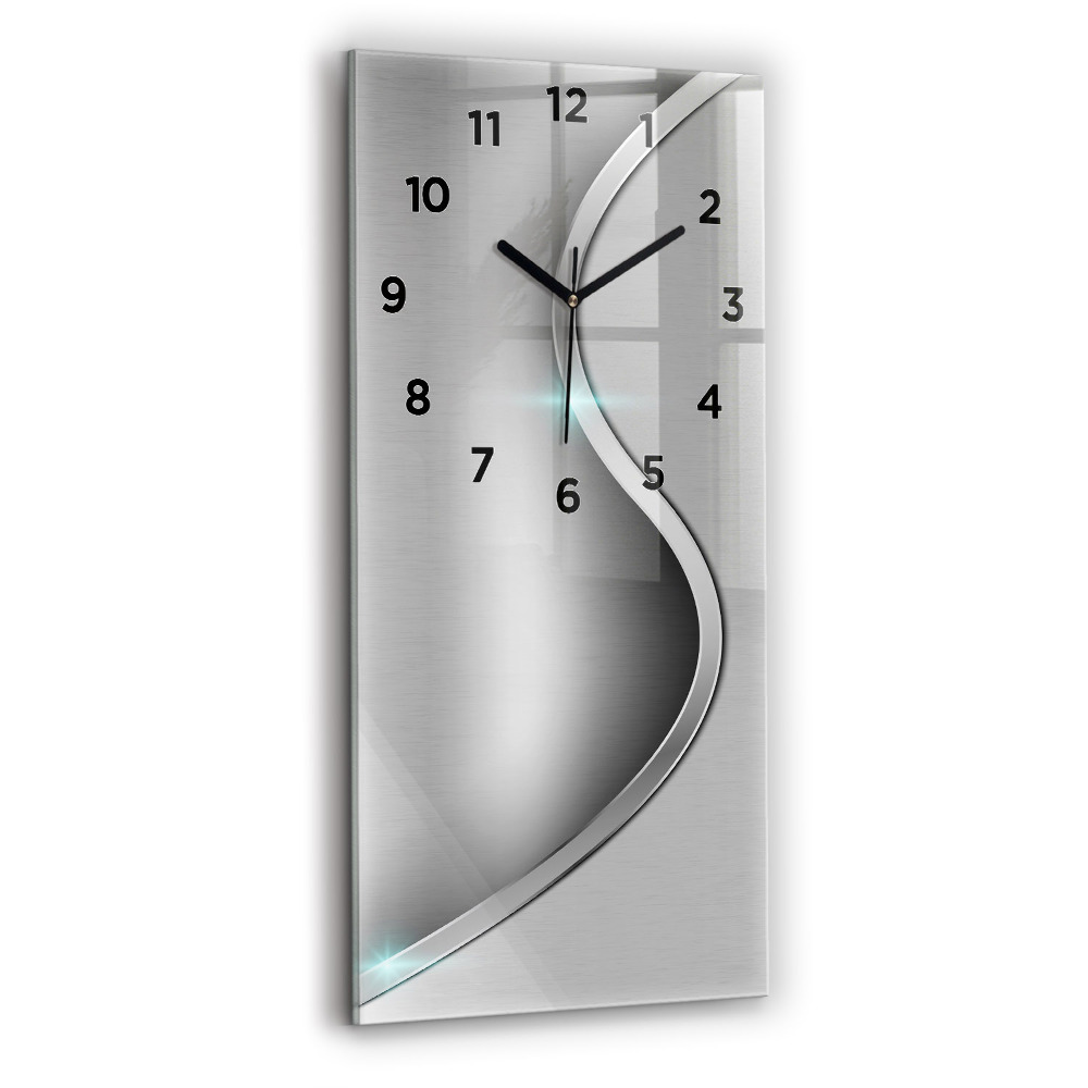 Horloge murale verticale Abstraction métal gris