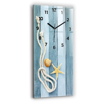 Horloge rectangulaire verticale Rayures et coquillage