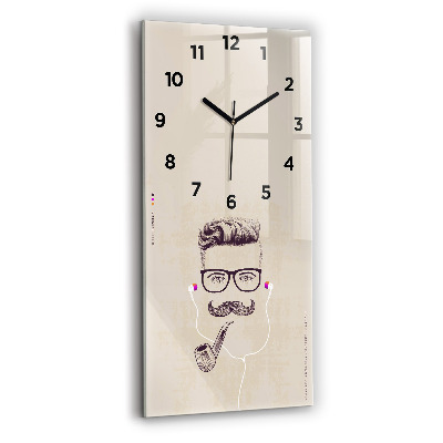 Horloge verticale en verre Homme avec une pipe