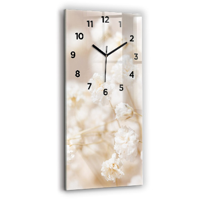 Horloge rectangulaire verticale Petites fleurs blanches