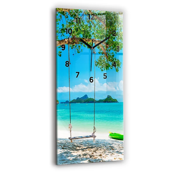 Horloge verticale en verre Île ensoleillée en Thaïlande