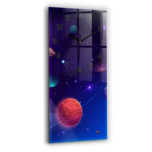 Horloge rectangulaire verticale Planètes galaxie