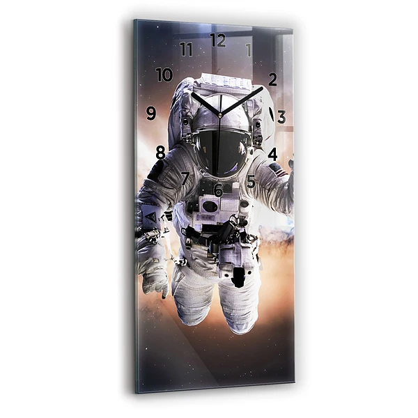 Horloge verticale en verre Astronaute dans l'espace
