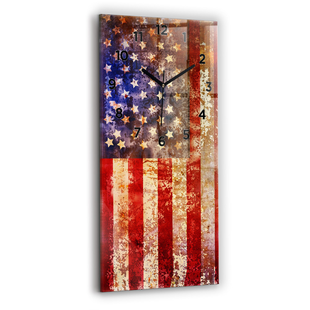 Horloge murale verticale Drapeau américain en style vintage
