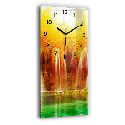 Horloge verticale en verre Vue d'une cascade