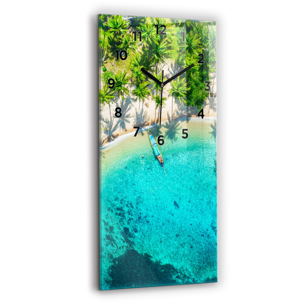 Horloge verticale en verre Plage tropicale de Koh Tao