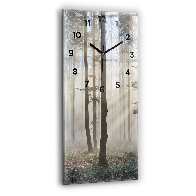 Horloge murale verticale Forêt dans la brume