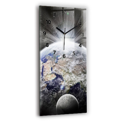 Horloge rectangulaire verticale Terre Lune Soleil