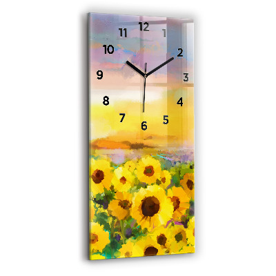 Horloge verticale en verre Champ de tournesols