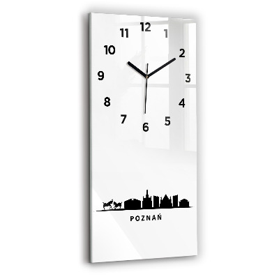 Horloge murale en verre rectangulaire Graphique de la ligne d'horizon de Poznan