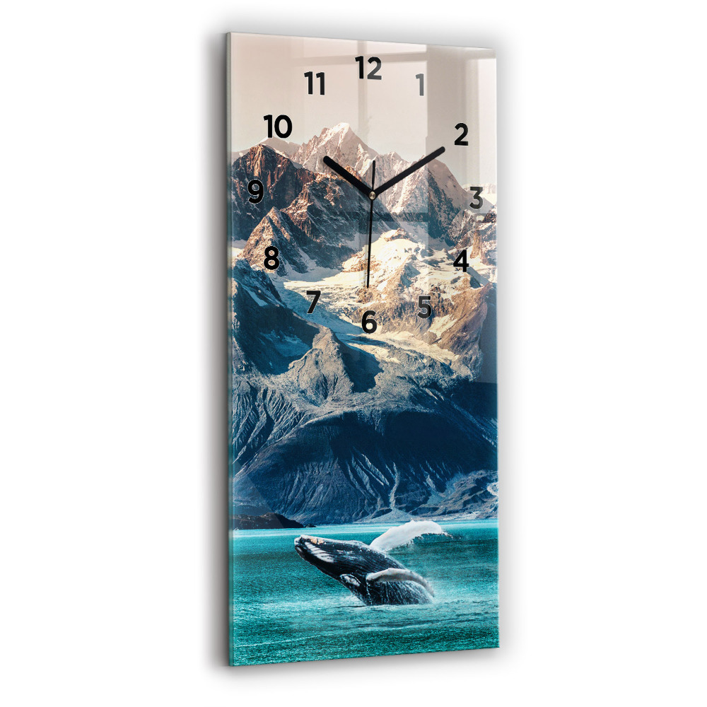 Horloge verticale en verre Baleine dans l'eau