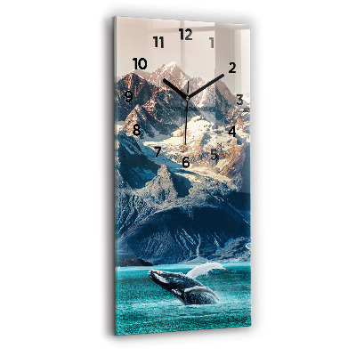 Horloge verticale en verre Baleine dans l'eau