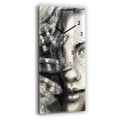 Horloge murale verticale Portrait peint