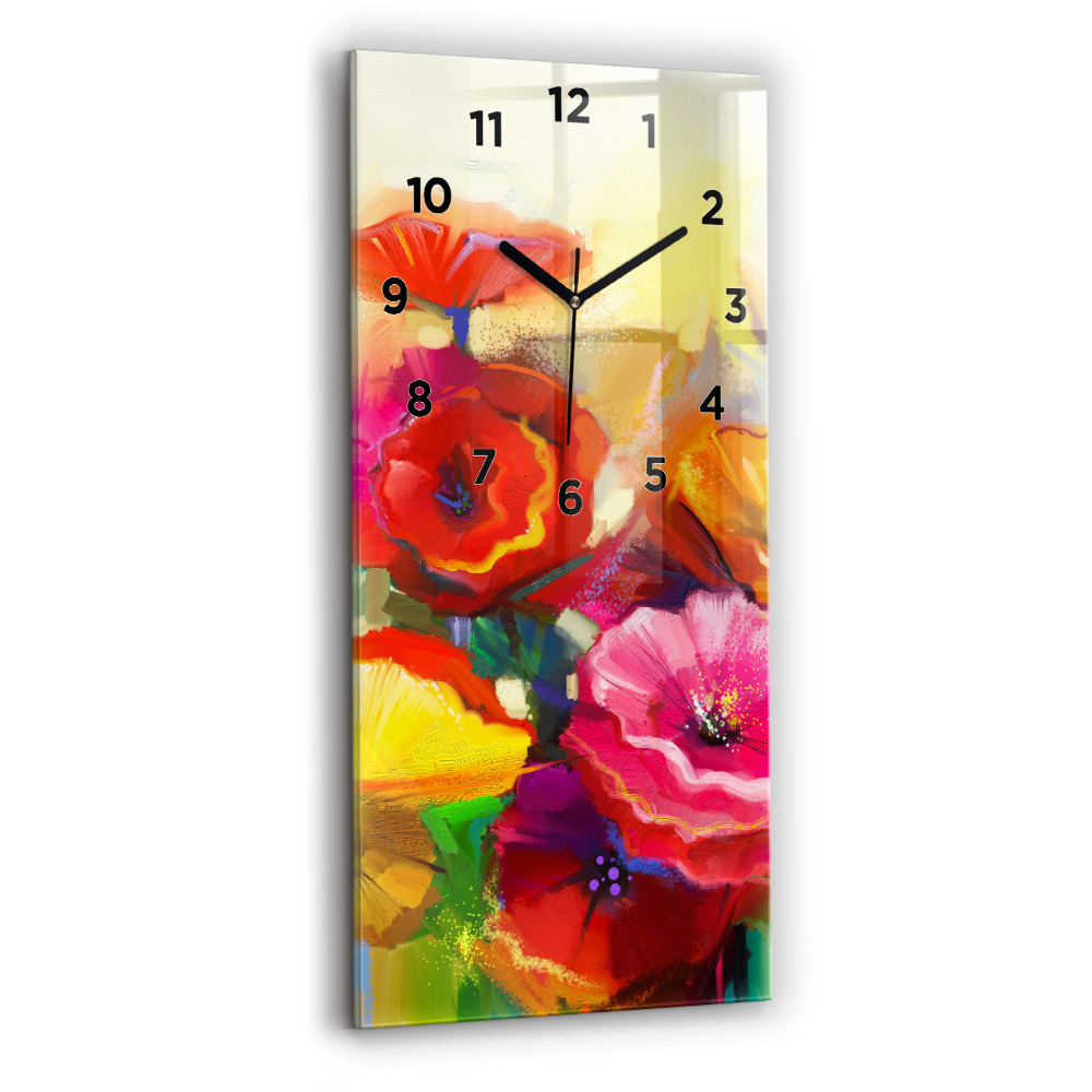 Horloge murale verticale Coquelicots colorés