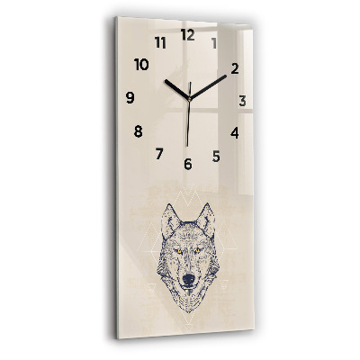 Horloge murale en verre rectangulaire Tête de loup