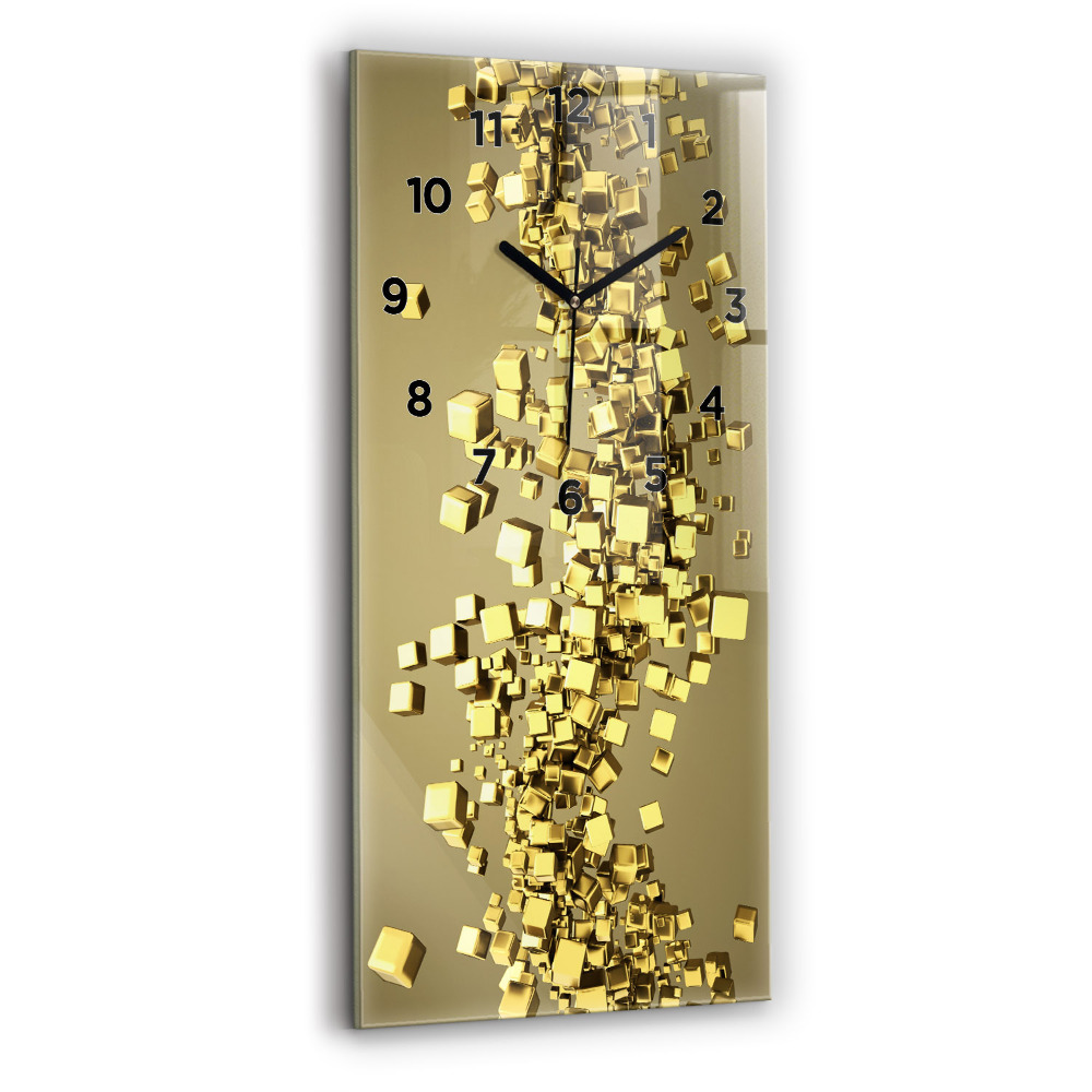 Horloge verticale en verre Carrés dorés