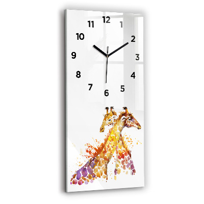Horloge murale en verre rectangulaire Girafe - aquarelle