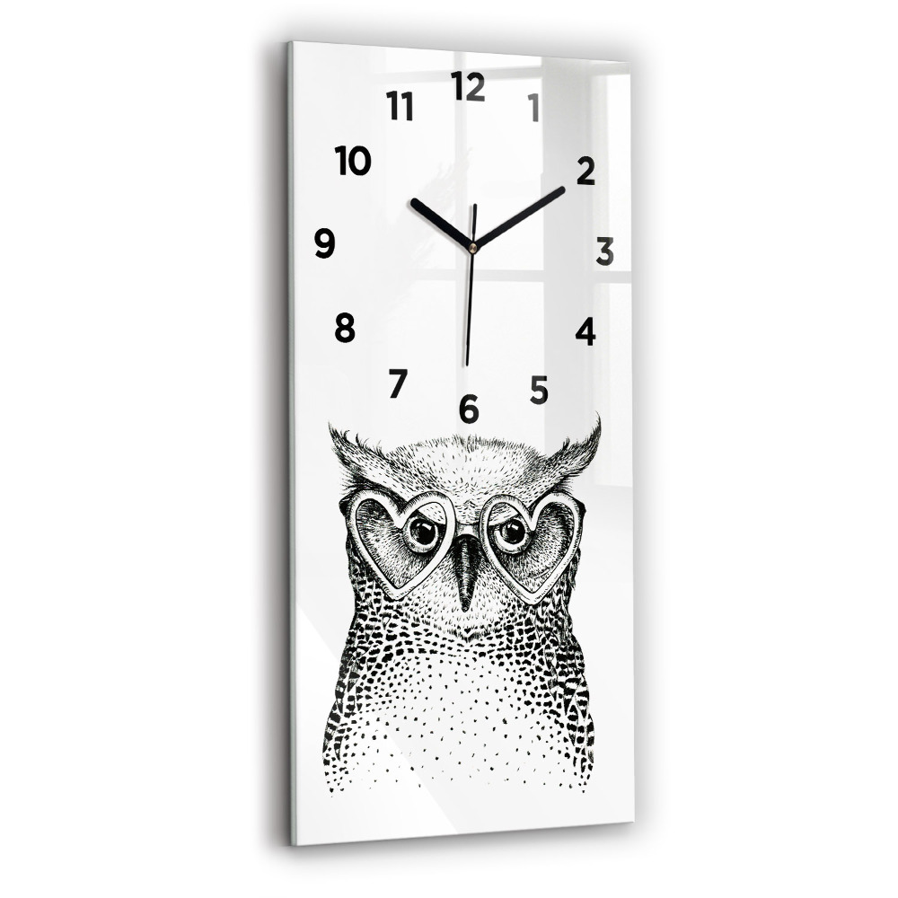 Horloge rectangulaire verticale Hibou dessiné dans des verres