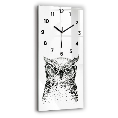 Horloge rectangulaire verticale Hibou dessiné dans des verres