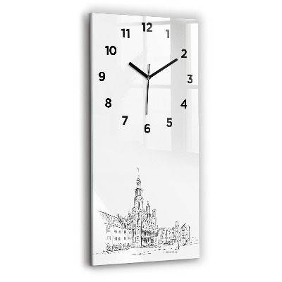 Horloge murale en verre rectangulaire Croquis de la vieille ville de Poznań