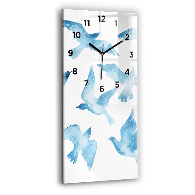 Horloge rectangulaire verticale Oiseaux bleus en vol