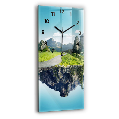 Horloge murale en verre rectangulaire Île volante