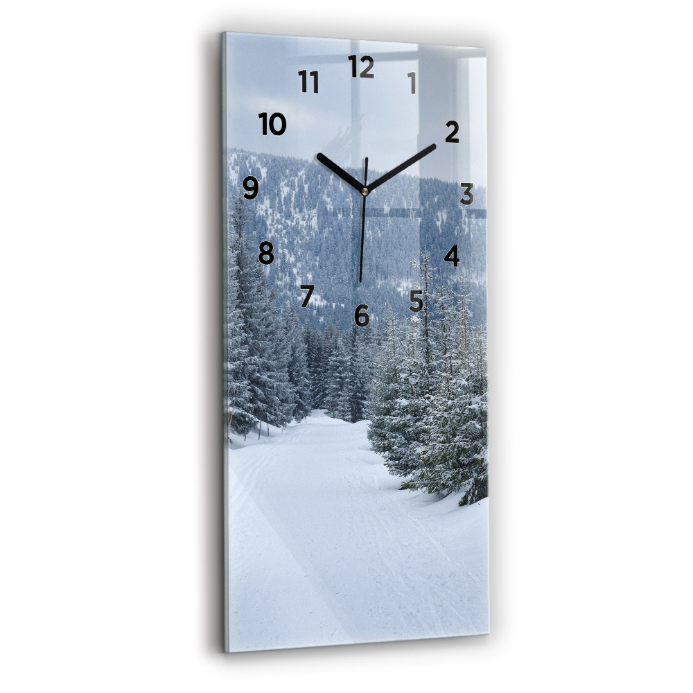 Horloge murale verticale Montagnes géantes de Bohême en hiver