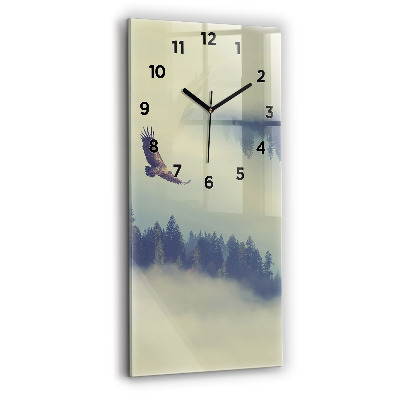 Horloge verticale en verre Aigle des forêts brumeuses