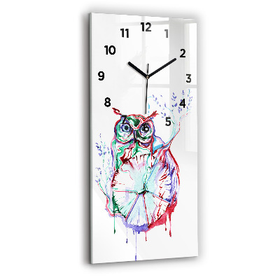 Horloge murale verticale Illustration d'un hibou et d'une horloge