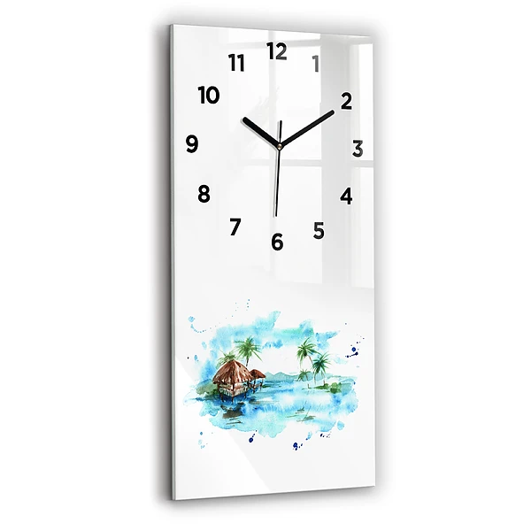 Horloge murale verticale Peinture d'une île déserte
