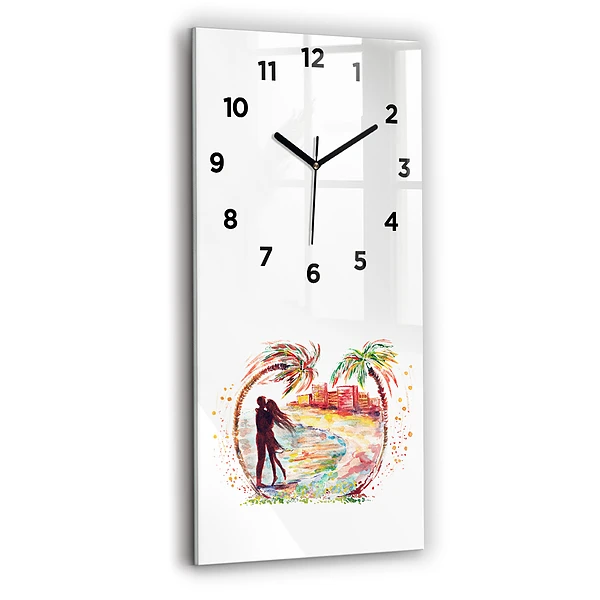 Horloge murale en verre rectangulaire Aquarelle Amour à Miami Beach