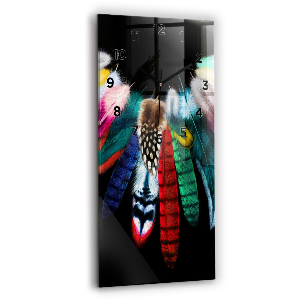 Horloge verticale en verre Plumes colorées d'un oiseau