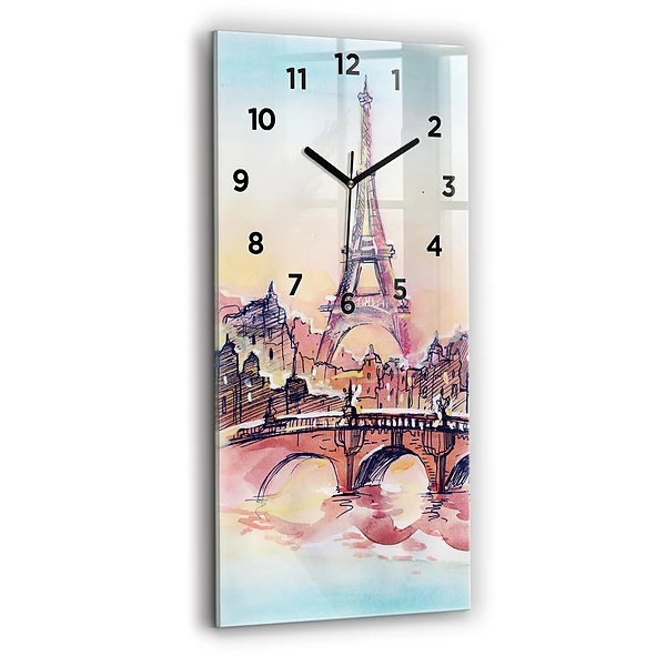 Horloge murale verticale Paysage peint de Paris