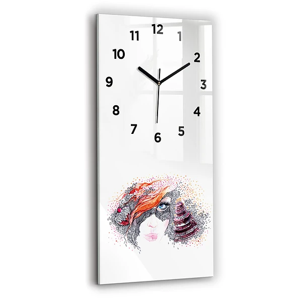 Horloge murale en verre rectangulaire Femme douce avec un gâteau