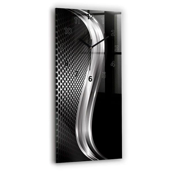 Horloge rectangulaire verticale Abstraction noire de métal