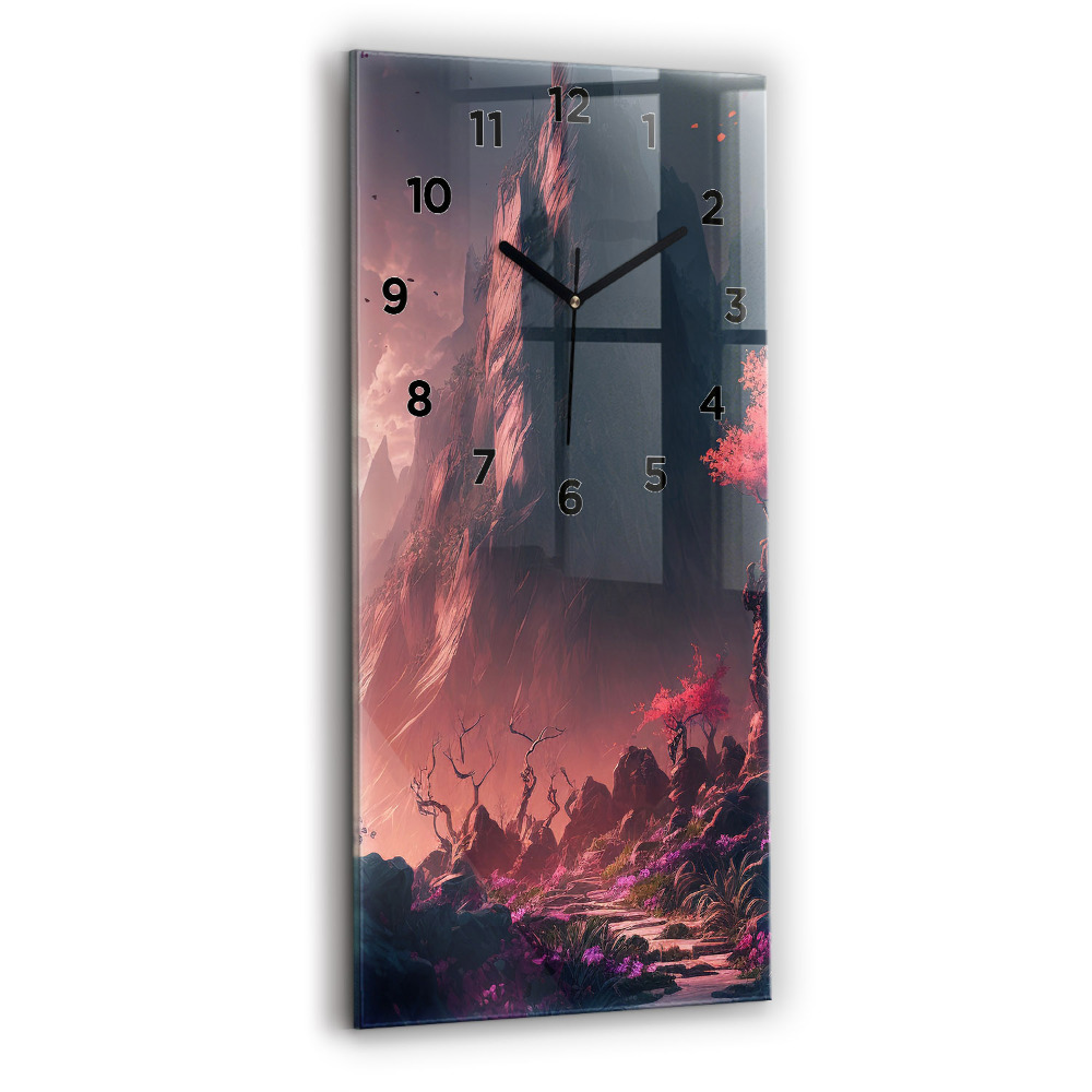 Horloge verticale en verre Forêt et montagnes magiques