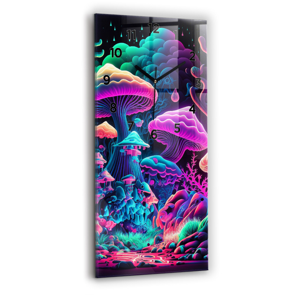 Horloge rectangulaire verticale Champignons néon