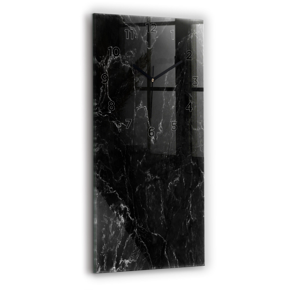 Horloge verticale en verre Marbre noir