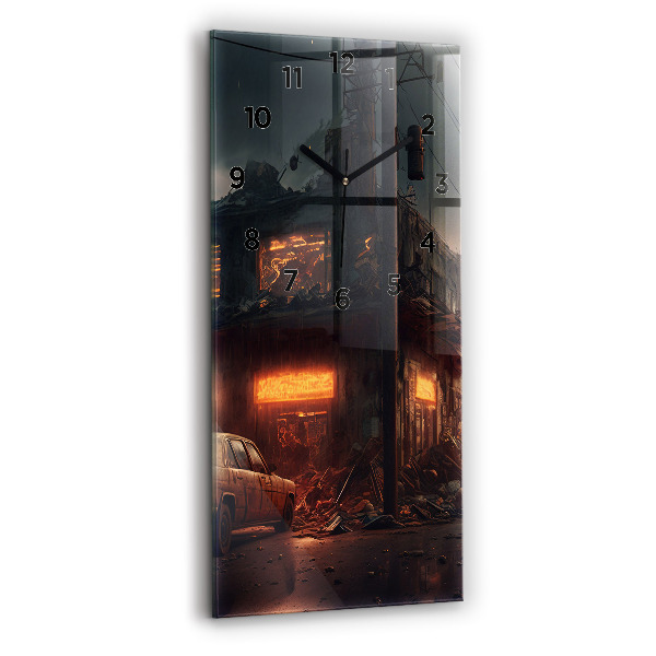 Horloge murale en verre rectangulaire Bâtiment apocalyptique