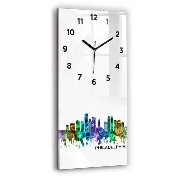 Horloge murale en verre rectangulaire Philadelphie colorée