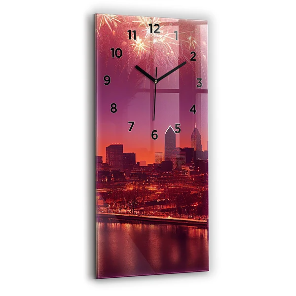 Horloge murale verticale Ville de Philadelphie la nuit
