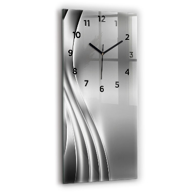 Horloge murale en verre rectangulaire Abstraction argentée